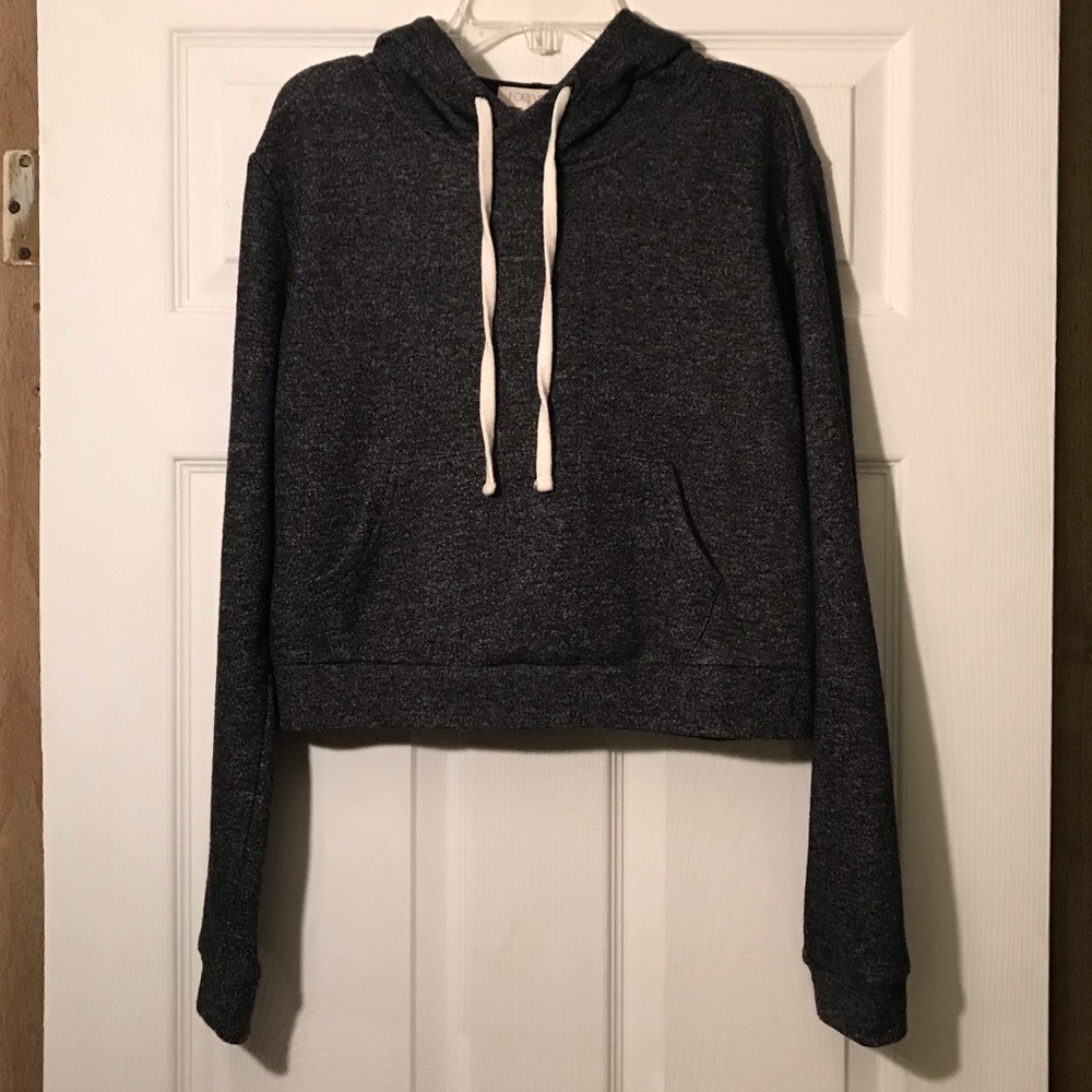 Forever 21 Black Hoodie Crop Top